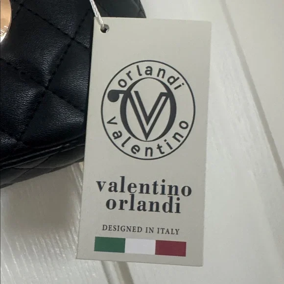VALENTINO ORLANDI Black Quilted Vegan Cosmetic Case Crossbody Purse NWT $330 - Picture 5 of 11